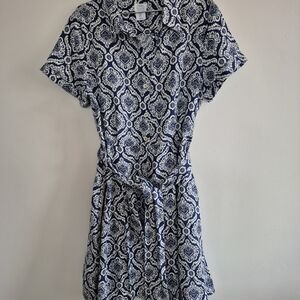 Sigrid Olsen Black and White Tie Front Midi Dress